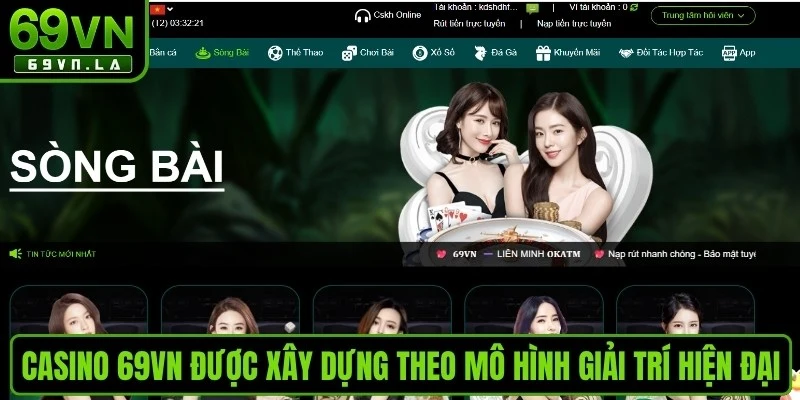 Casino 69VN được xây dựng theo mô hình giải trí trực tuyến hiện đại