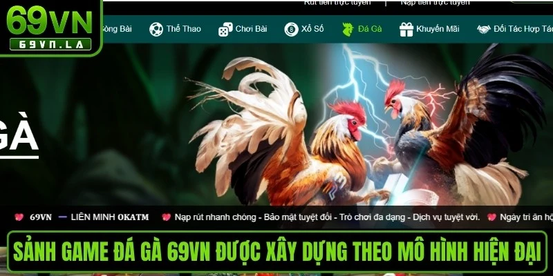 Sảnh game đá gà 69VN được xây dựng theo mô hình phát trực tuyến hiện đại