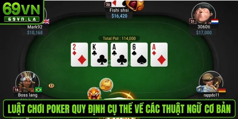 Luật chơi poker quy định cụ thể về các thuật ngữ cơ bản