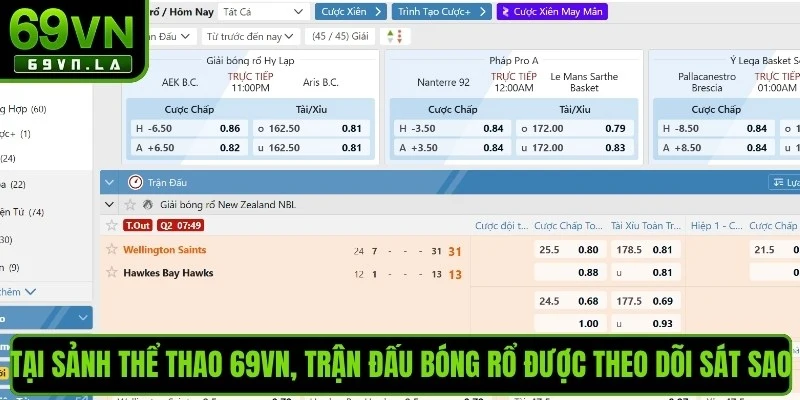 Tại sảnh thể thao 69VN, trận đấu bóng rổ được theo dõi sát sao