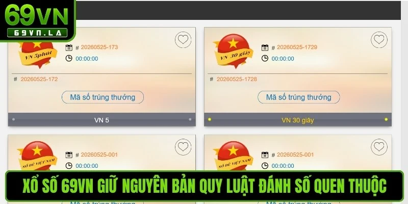 Xổ số 69VN giữ nguyên bản quy luật đánh số quen thuộc 